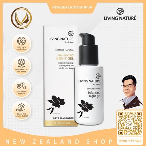 Gel dưỡng da ban đêm cho da mụn, dầu Living Nature Balancing Night Gel 60ml