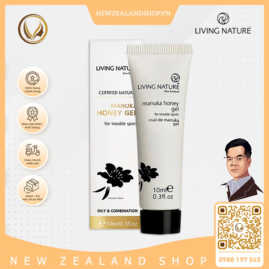 Gel trị mụn mật ong manuka Living Nature Manuka Honey Gel 50ml