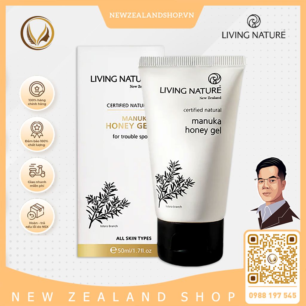 Gel trị mụn, chống viêm ngừa thâm sẹo Living Nature Manuka Honey Gel 10ml