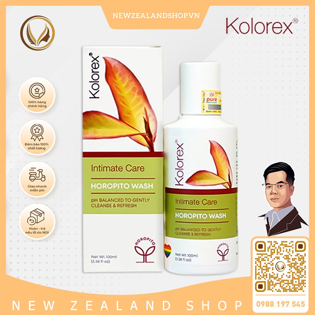 Dung dịch vệ sinh phụ nữ, nước rửa phụ khoa Kolorex Intimate Care Horopito Wash 100ml