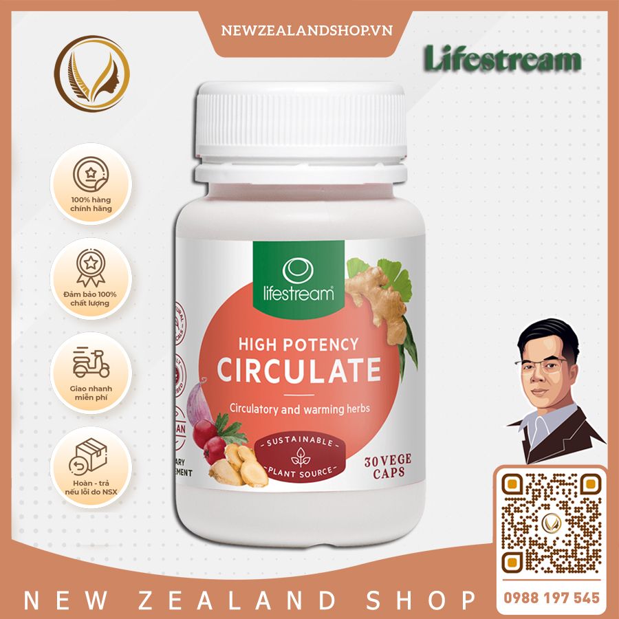 Viên uống tăng cường tuần hoàn máu Lifestream Circulate 5 Herbs 60 viên