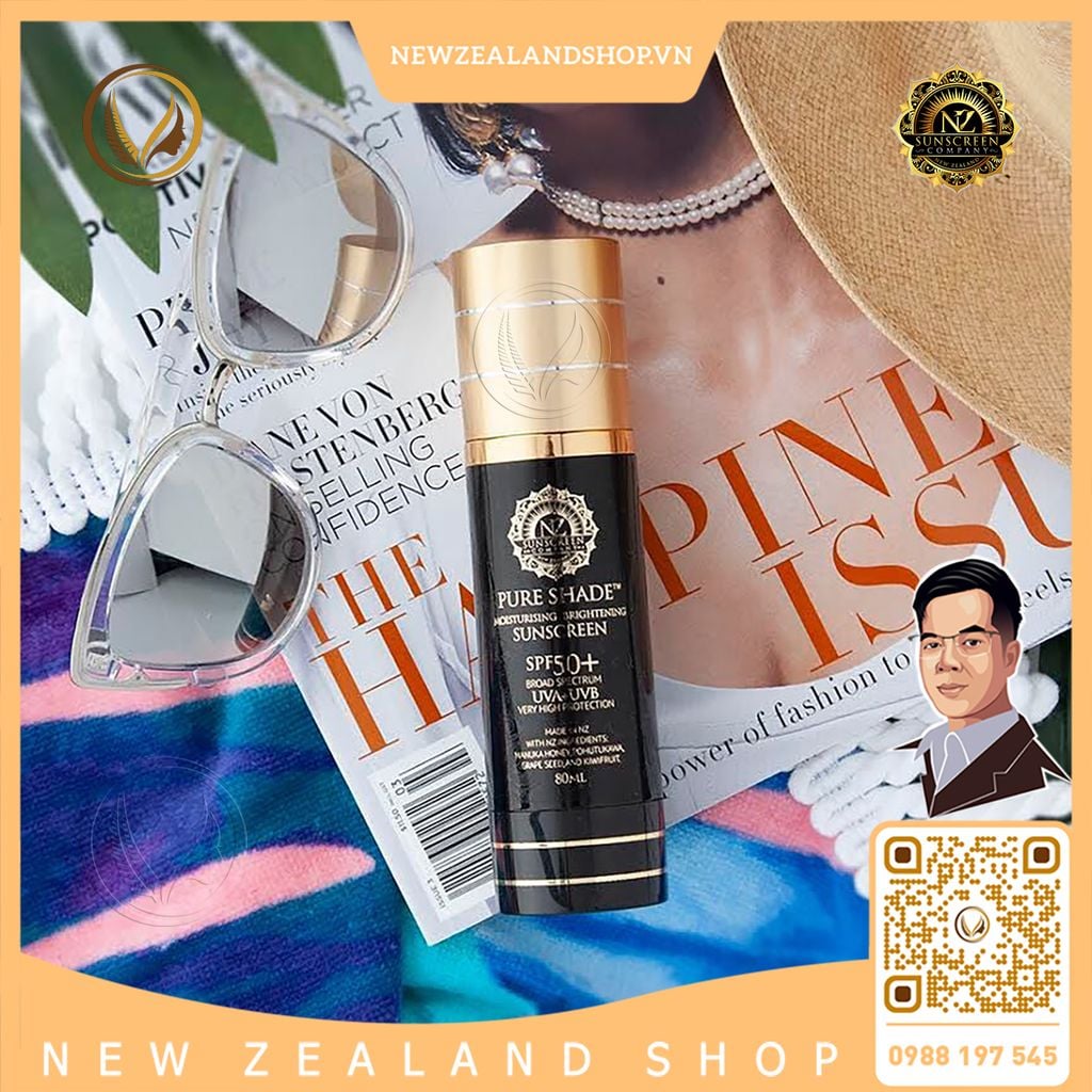 Kem chống nắng 4 trong 1 SPF 50+ NZ Sunscreen Pure Shade Moisturising Brightening Sunscreen 80ml