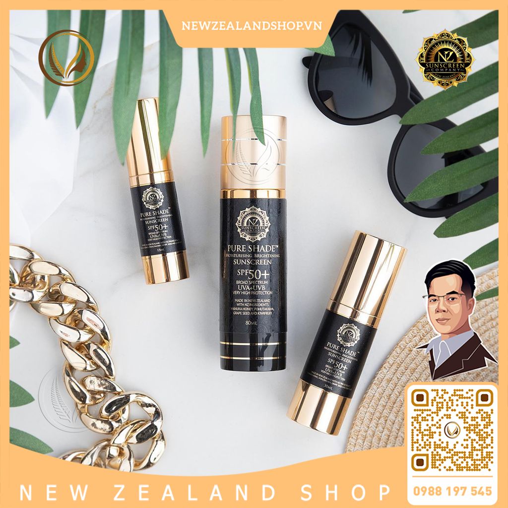 Kem chống nắng 4 trong 1 SPF 50+ NZ Sunscreen Pure Shade Moisturising Brightening Sunscreen 80ml