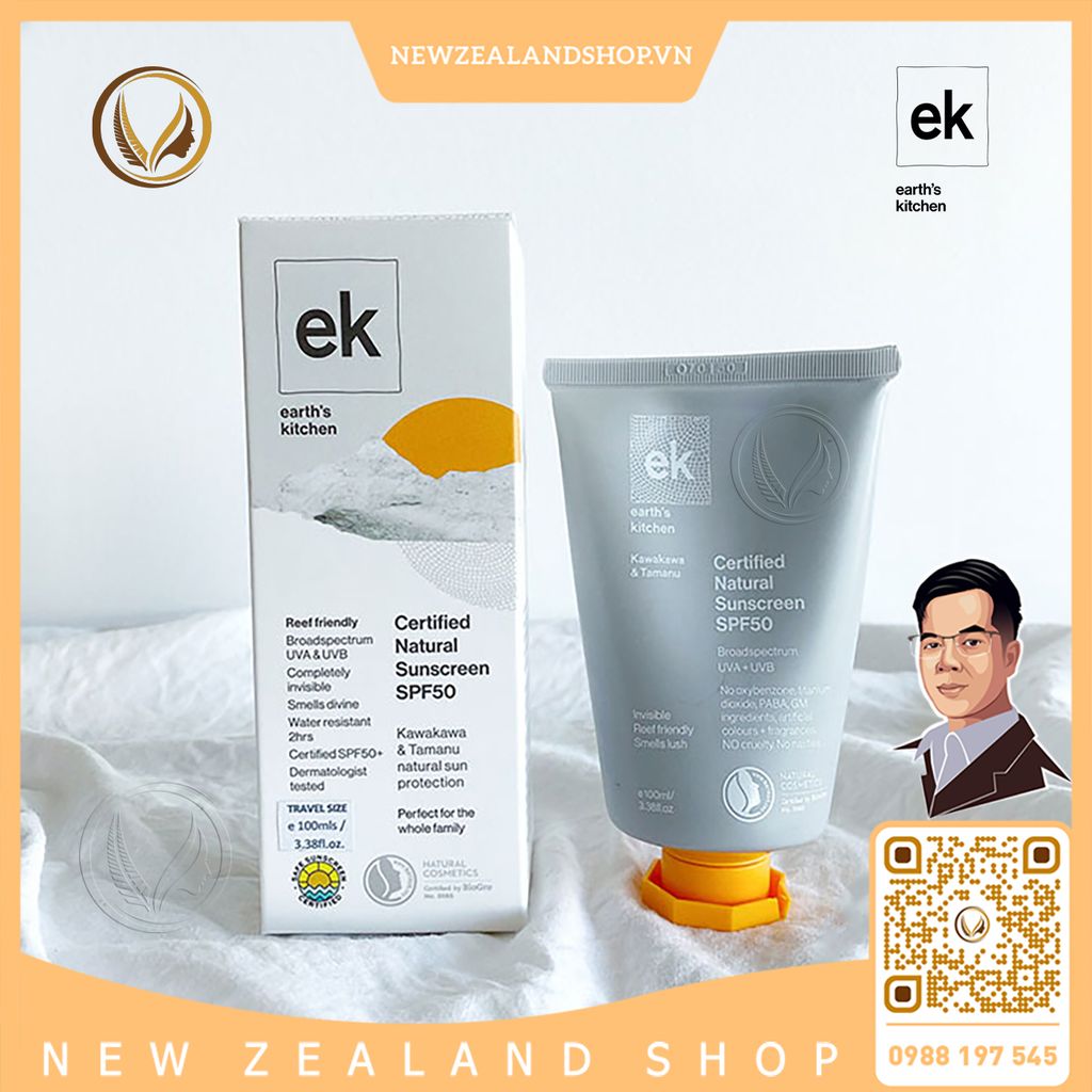 Kem chống nắng cho cả gia đình SPF50+ Earth’s Kitchen Kawakawa & Tamanu Sunscreen 150g