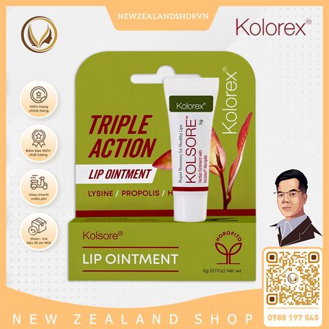 Kem hỗ trợ giảm chàm môi, loét môi, herpes môi Kolorex Kolsore Lip Care Ointment 5g