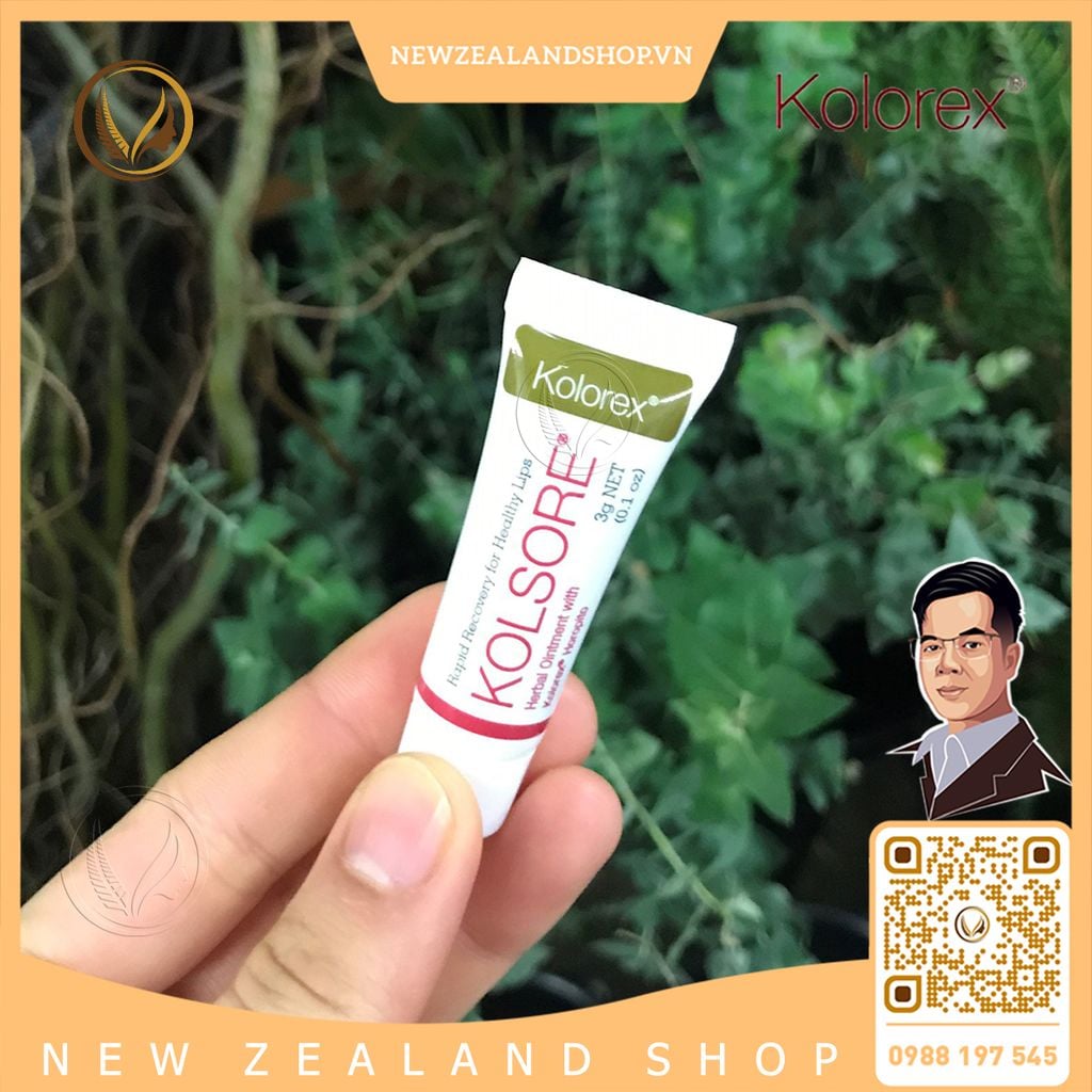 Kem hỗ trợ giảm chàm môi, loét môi, herpes môi Kolorex Kolsore Lip Care Ointment 5g