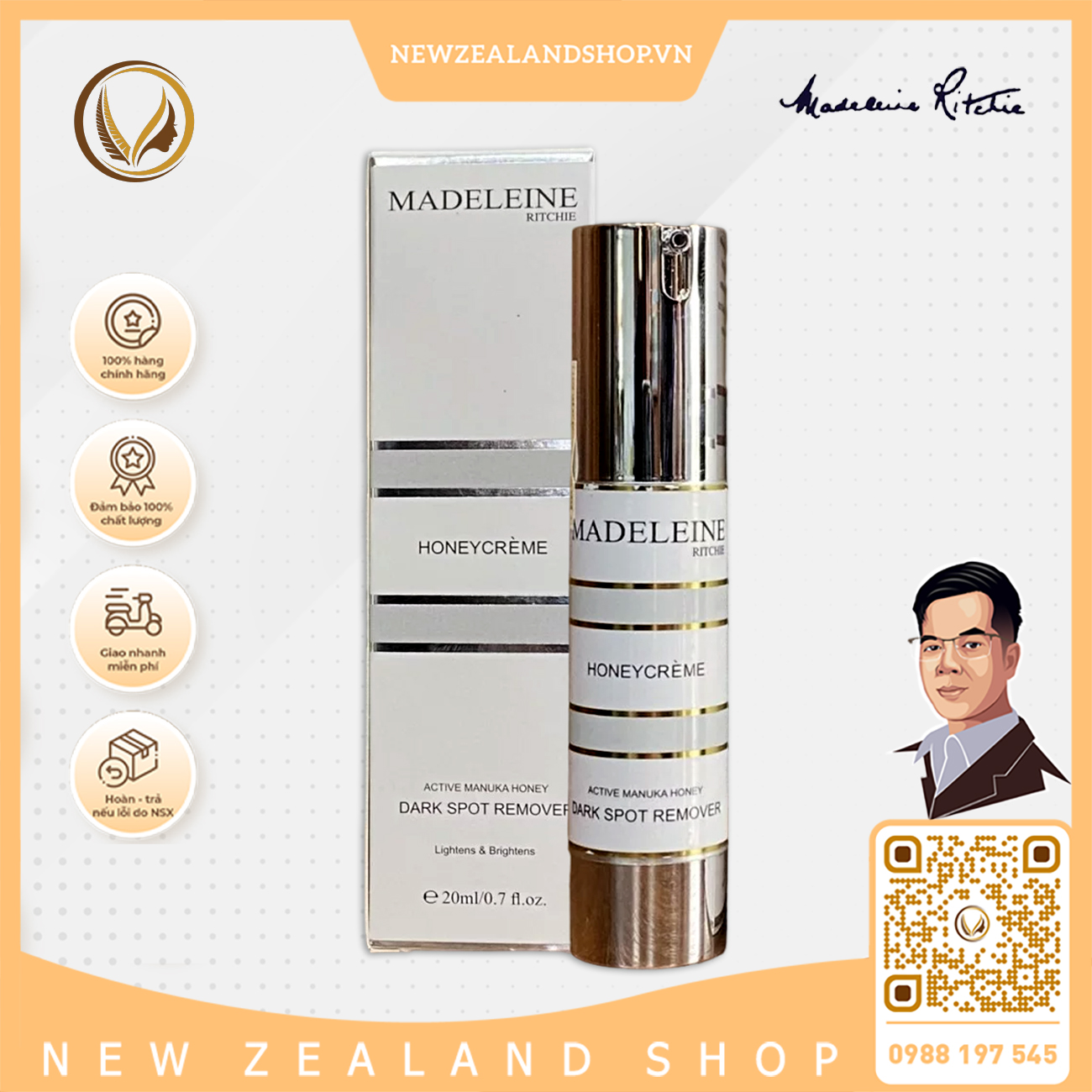 Kem trị nám, tàn nhang, loạn sắc tố da Madeleine Ritchie Dark Spot Remover 20ml