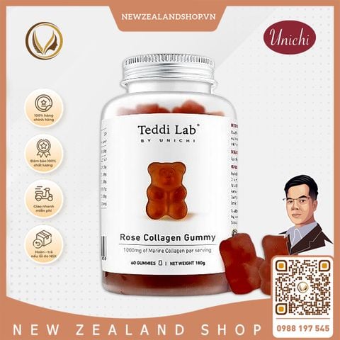 Kẹo dẻo collagen hoa hồng Unichi Rose Collagen Gummy 60 viên