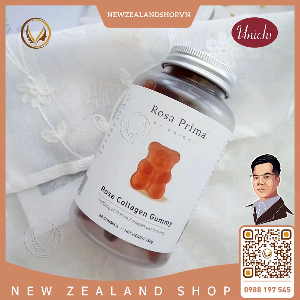 Kẹo dẻo collagen hoa hồng Unichi Rose Collagen Gummy 60 viên