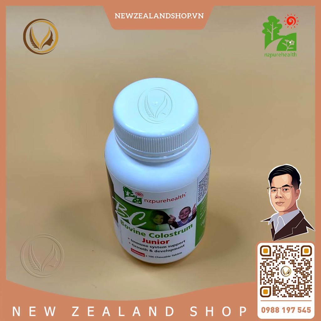 Viên nén kẹo sữa non Nz Pure Health Bovine Colostrum Junior 100 viên