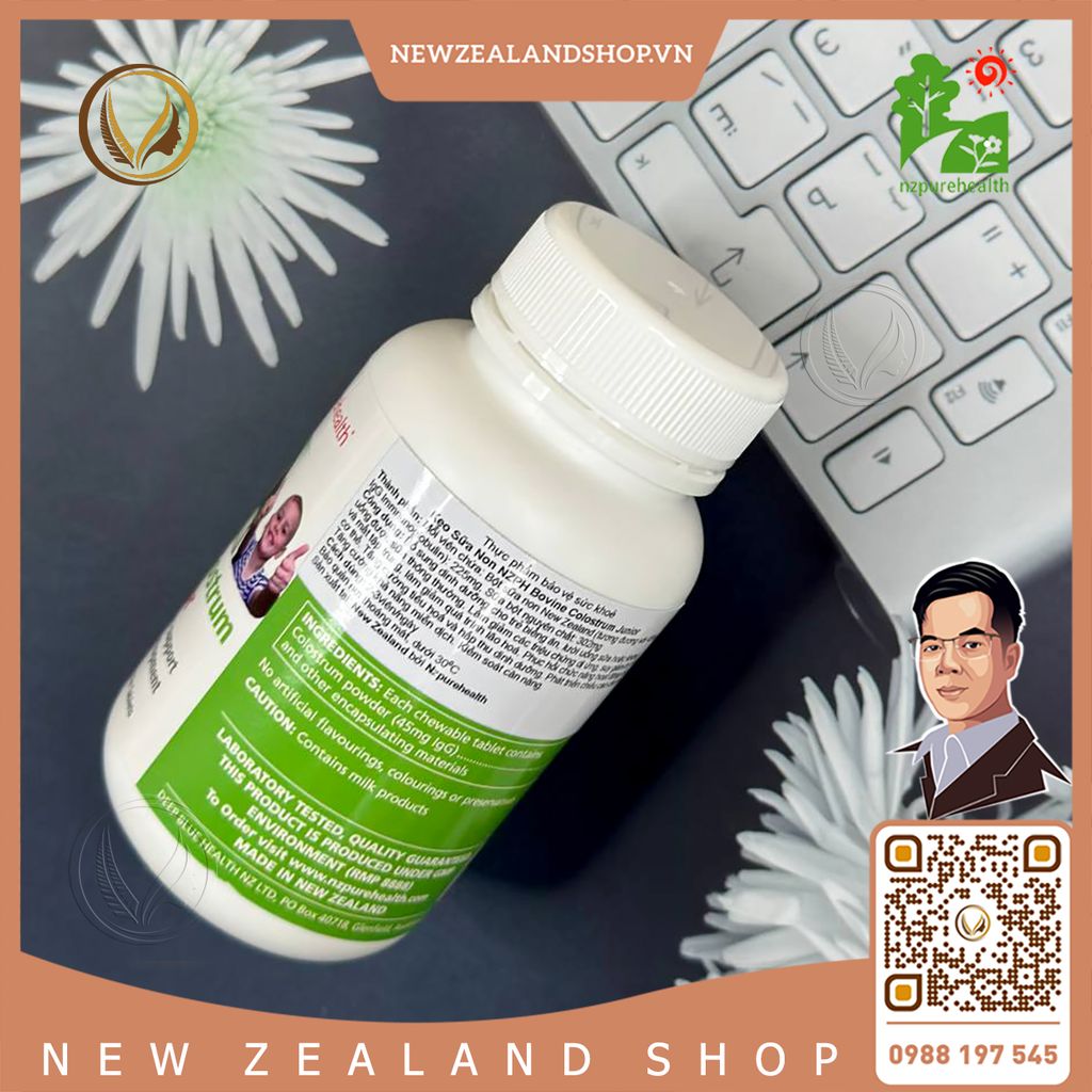 Viên nén kẹo sữa non Nz Pure Health Bovine Colostrum Junior 100 viên