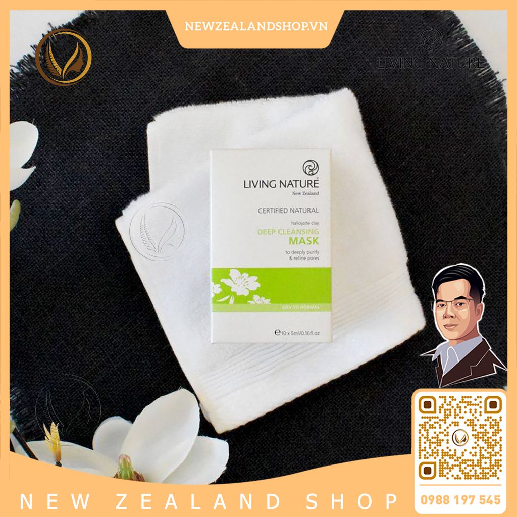 Mặt nạ đất sét Halloysite siêu thanh lọc Living Nature Deep Cleansing Mask 10 gói