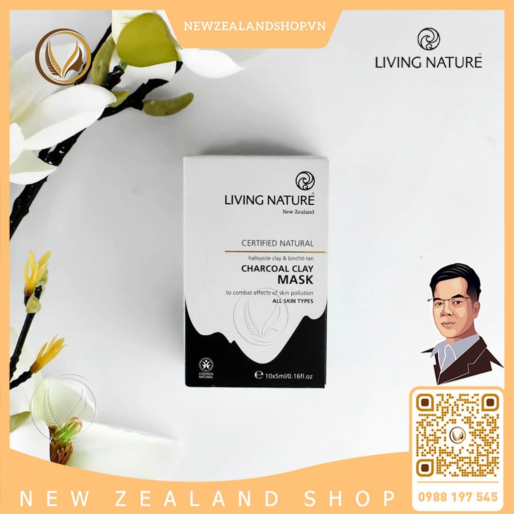 Mặt nạ đất sét than hoạt tính Living Nature Charcoal Clay Mask 10 gói