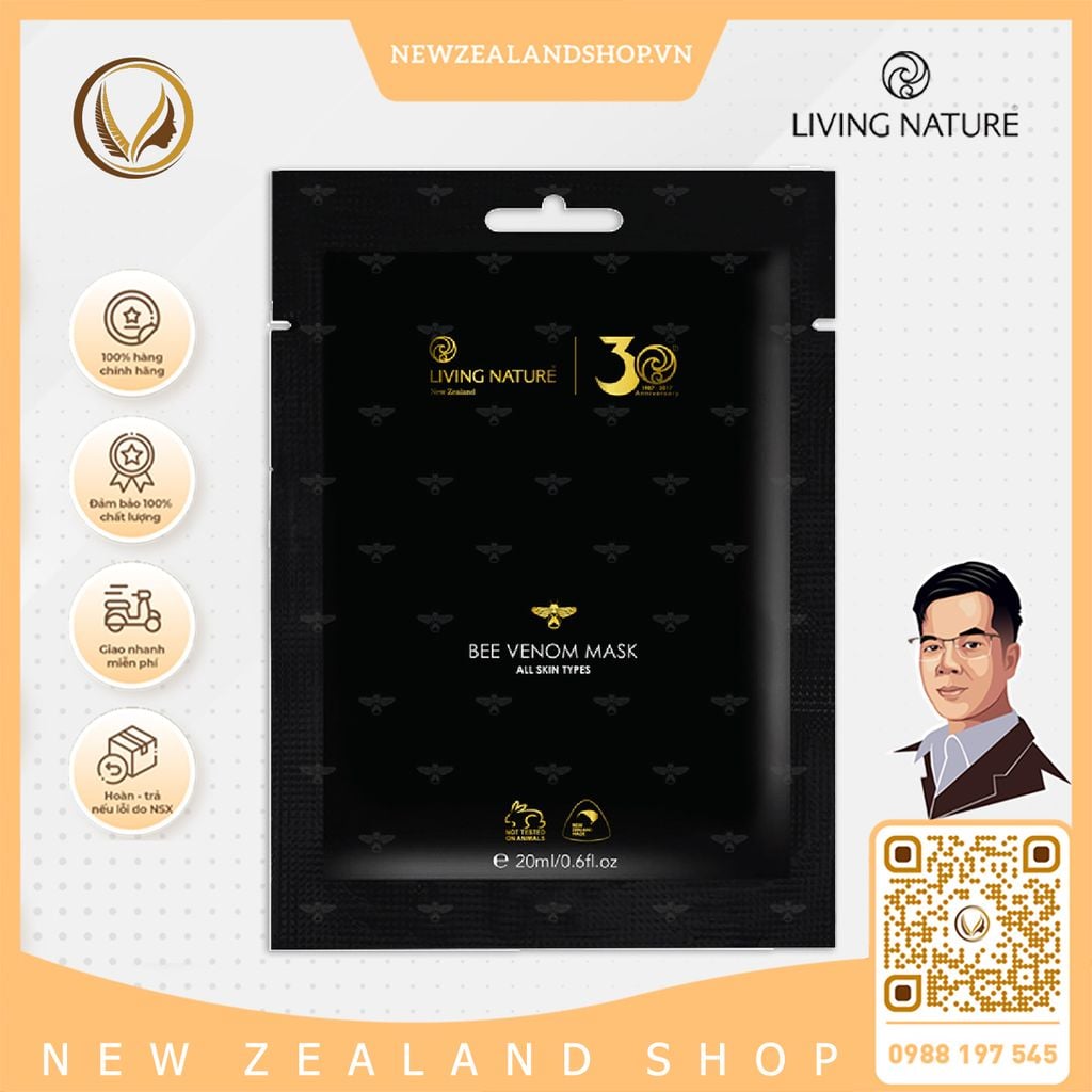 Mặt nạ dưỡng da chiết xuất nọc ong Living Nature Bee Venom Mask 6 gói