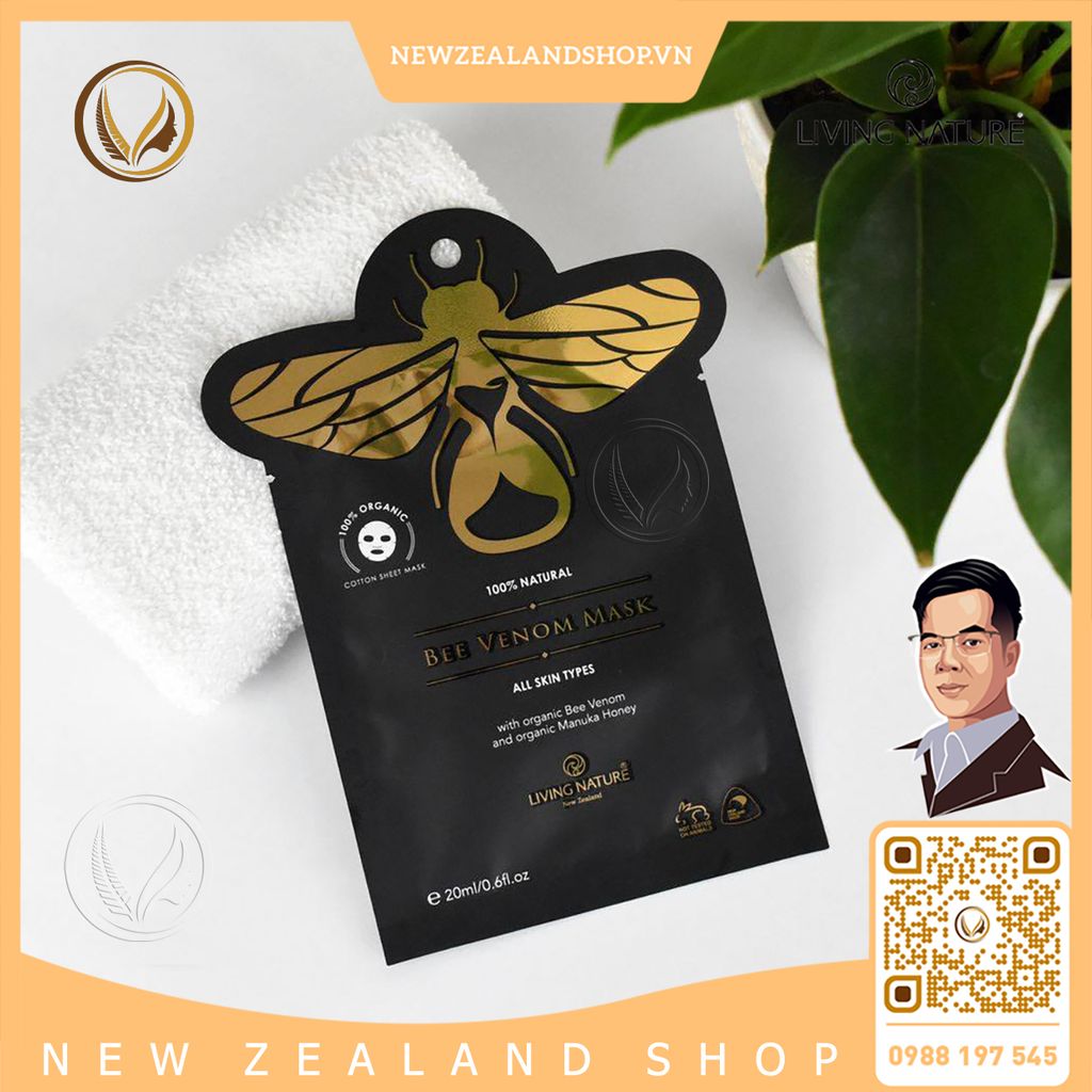 Mặt nạ dưỡng da chiết xuất nọc ong Living Nature Bee Venom Mask 6 gói