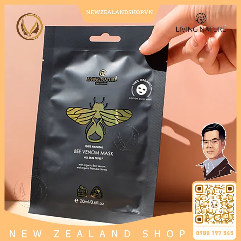 Mặt nạ dưỡng da chiết xuất nọc ong Living Nature Bee Venom Mask 6 gói