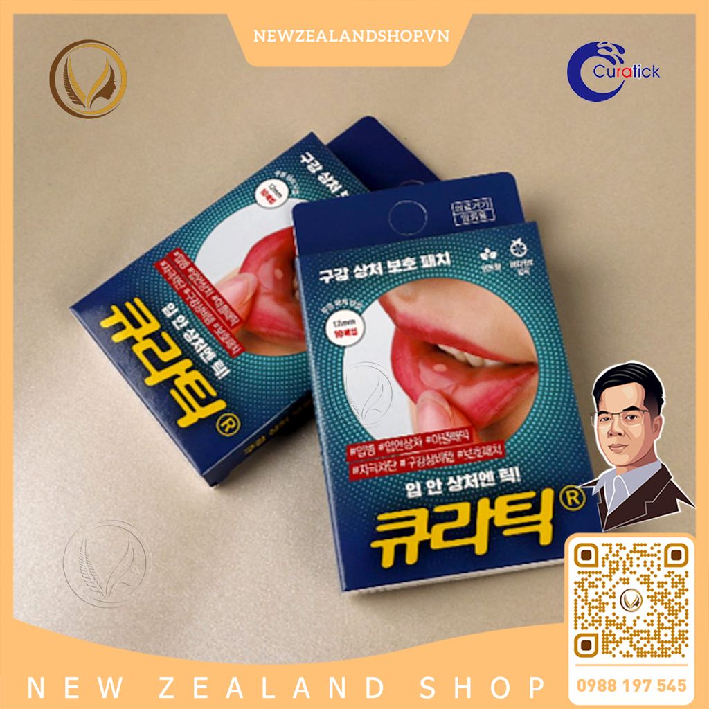 Miếng dán lở loét miệng, nhiệt miệng Curatick Tick! On The Oral Wound 10 miếng