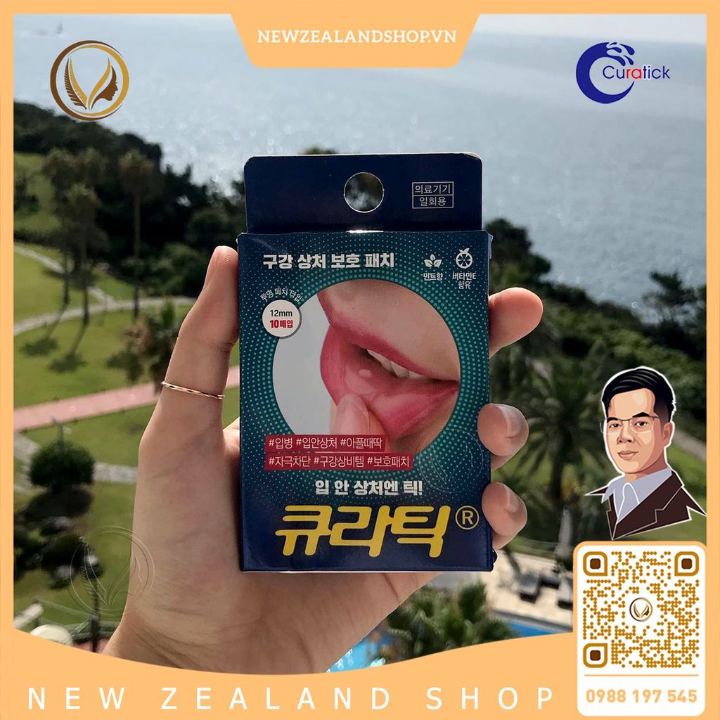 Miếng dán lở loét miệng, nhiệt miệng Curatick Tick! On The Oral Wound 10 miếng