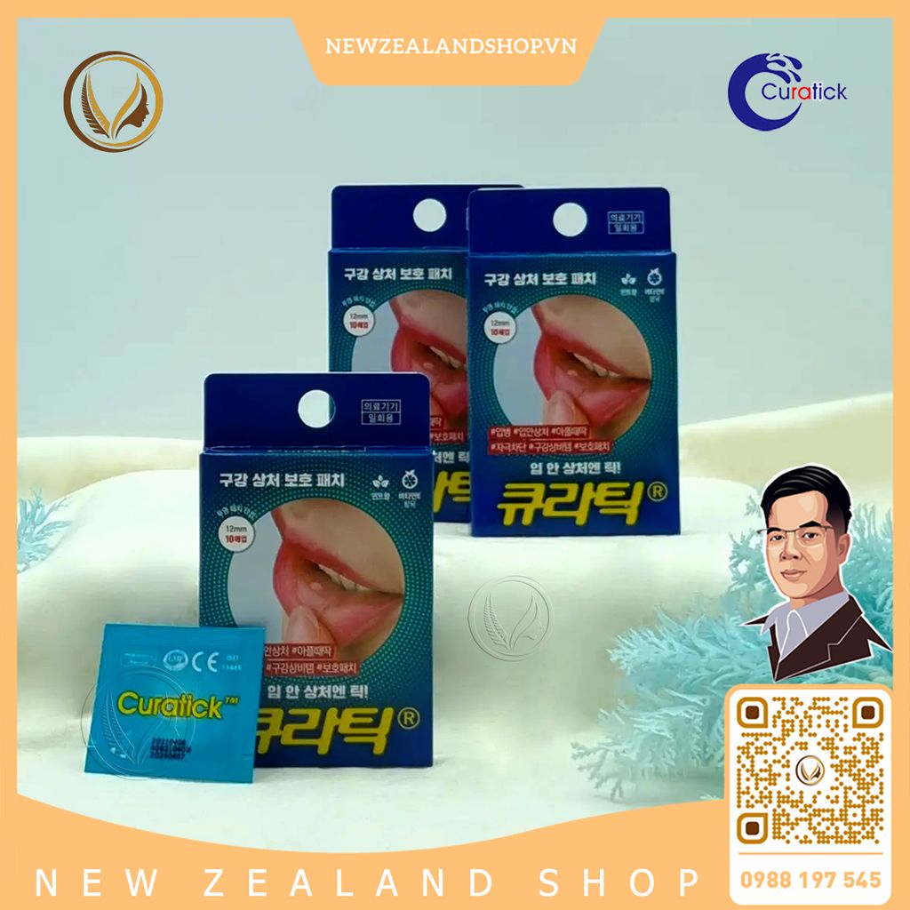 Miếng dán lở loét miệng, nhiệt miệng Curatick Tick! On The Oral Wound 10 miếng