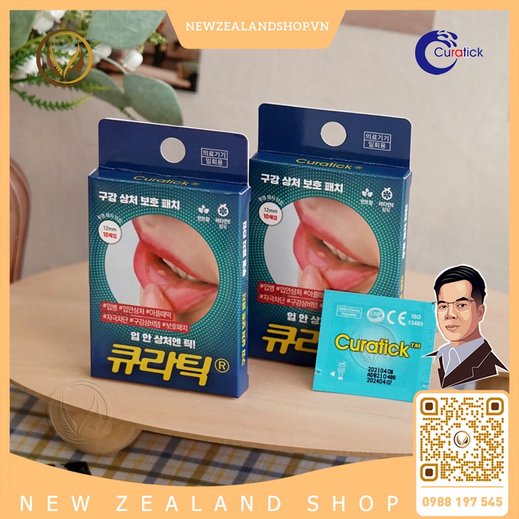 Miếng dán lở loét miệng, nhiệt miệng Curatick Tick! On The Oral Wound 10 miếng