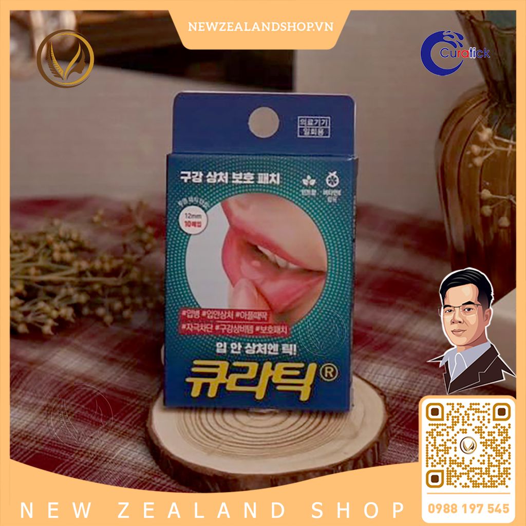 Miếng dán lở loét miệng, nhiệt miệng Curatick Tick! On The Oral Wound 10 miếng