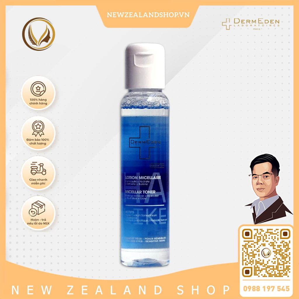 Nước hoa hồng 2 trong 1 DermEden HA-Like Micellar Toner 200ml