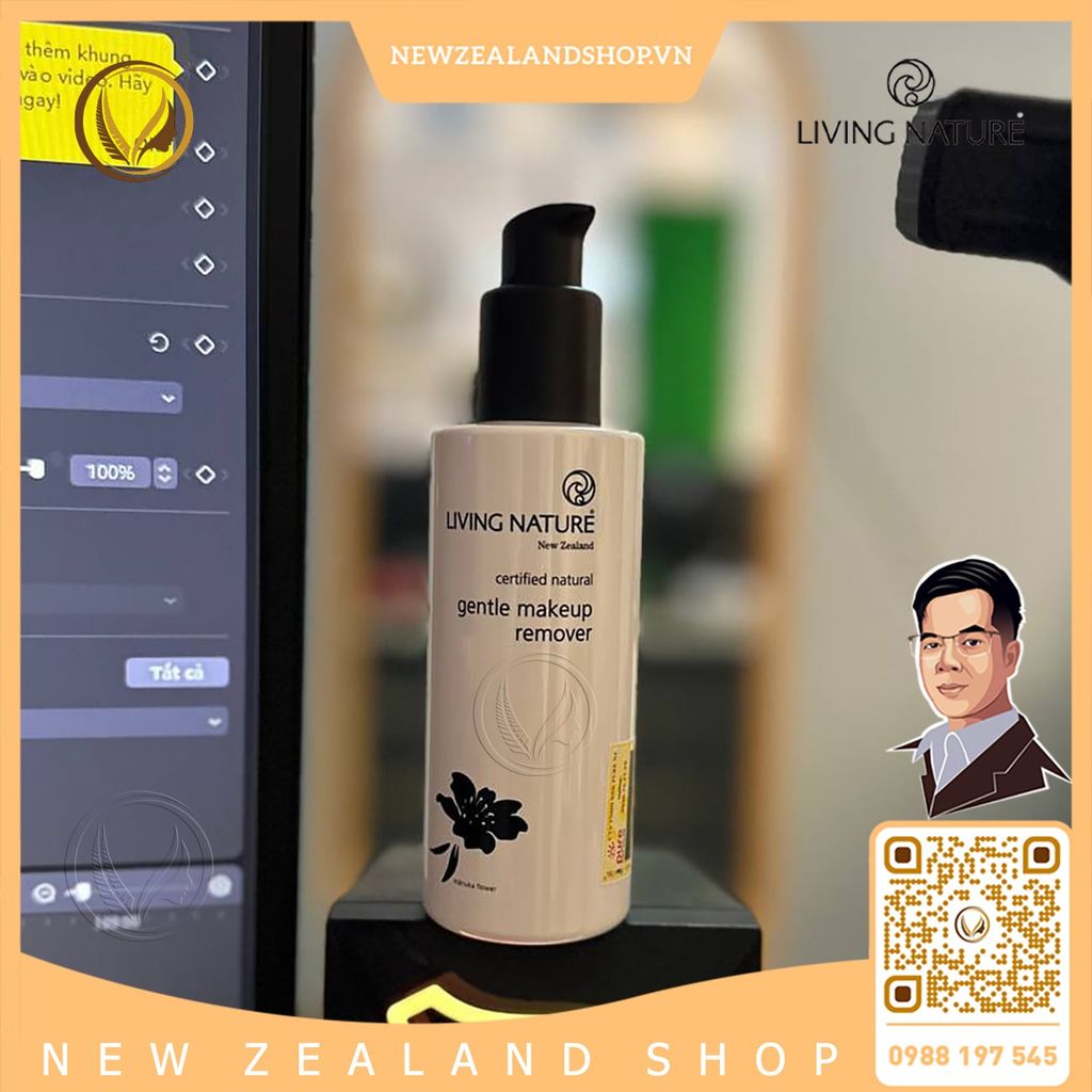 Nước tẩy trang dịu nhẹ cho mọi loại da Living Nature Gentle Makeup Remover 120ml