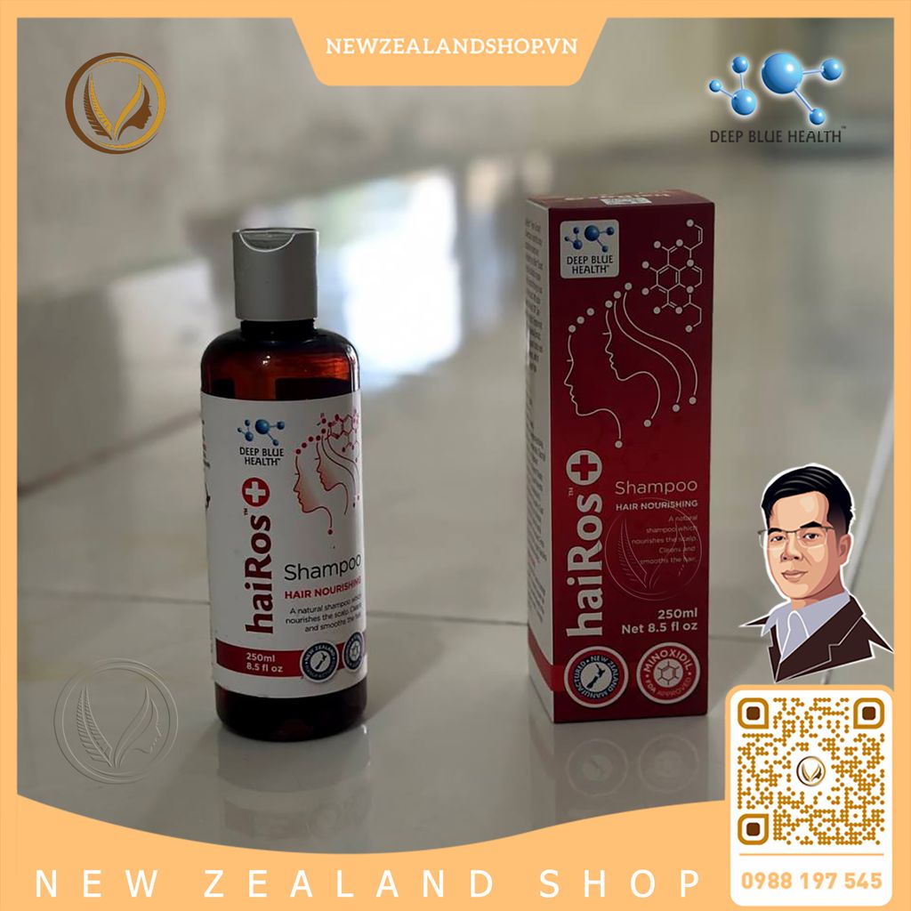 Dầu gội dưỡng tóc, ngăn rụng tóc, sạch gàu Deep Blue Health Hairos+ Shampoo 250ml