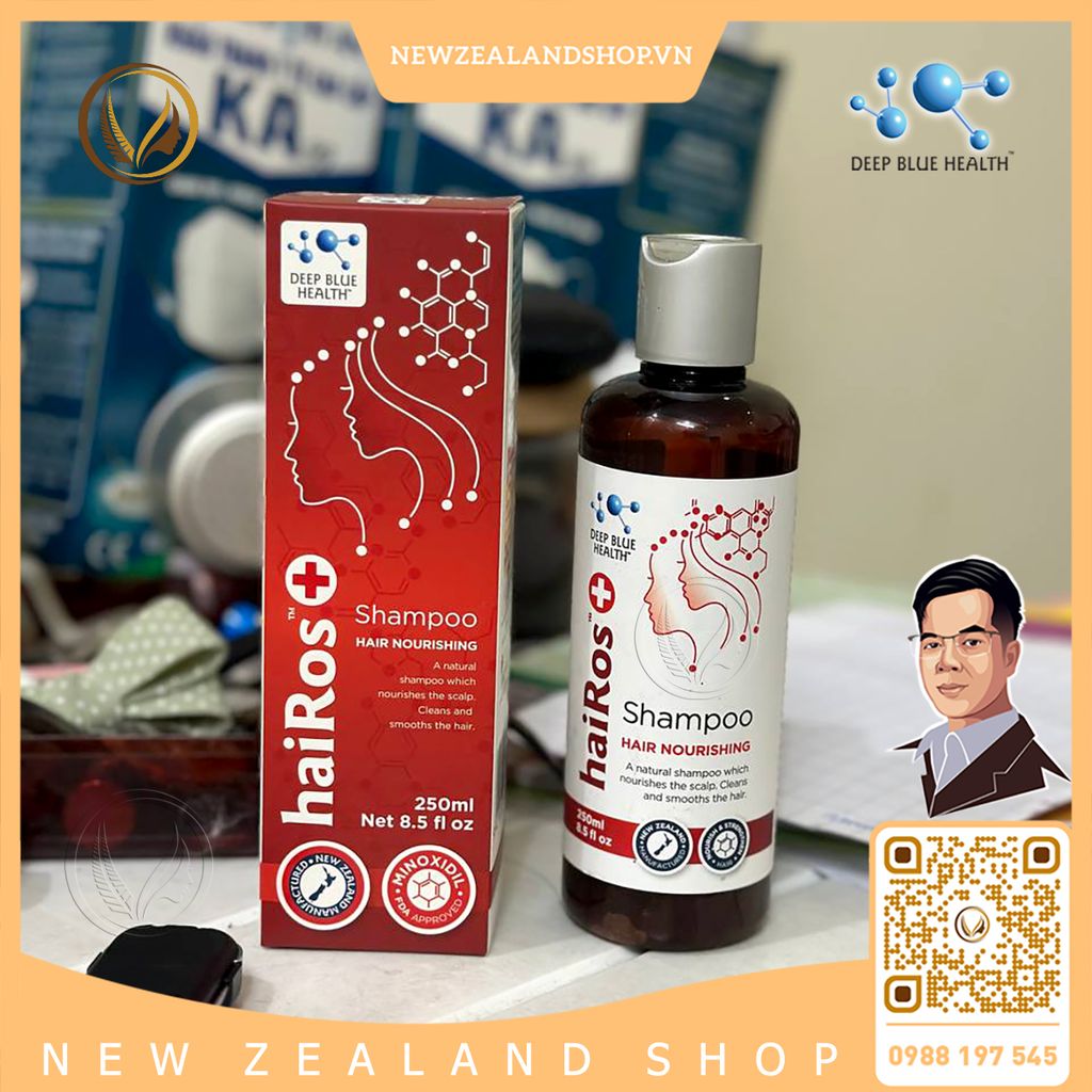 Dầu gội dưỡng tóc, ngăn rụng tóc, sạch gàu Deep Blue Health Hairos+ Shampoo 250ml