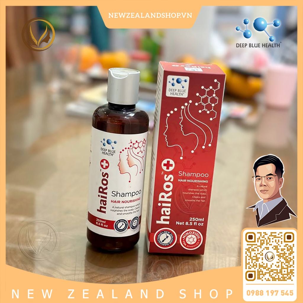 Dầu gội dưỡng tóc, ngăn rụng tóc, sạch gàu Deep Blue Health Hairos+ Shampoo 250ml