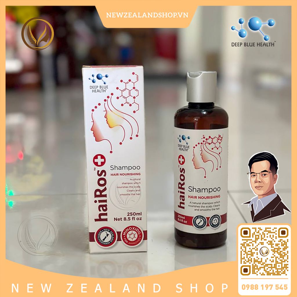 Dầu gội dưỡng tóc, ngăn rụng tóc, sạch gàu Deep Blue Health Hairos+ Shampoo 250ml