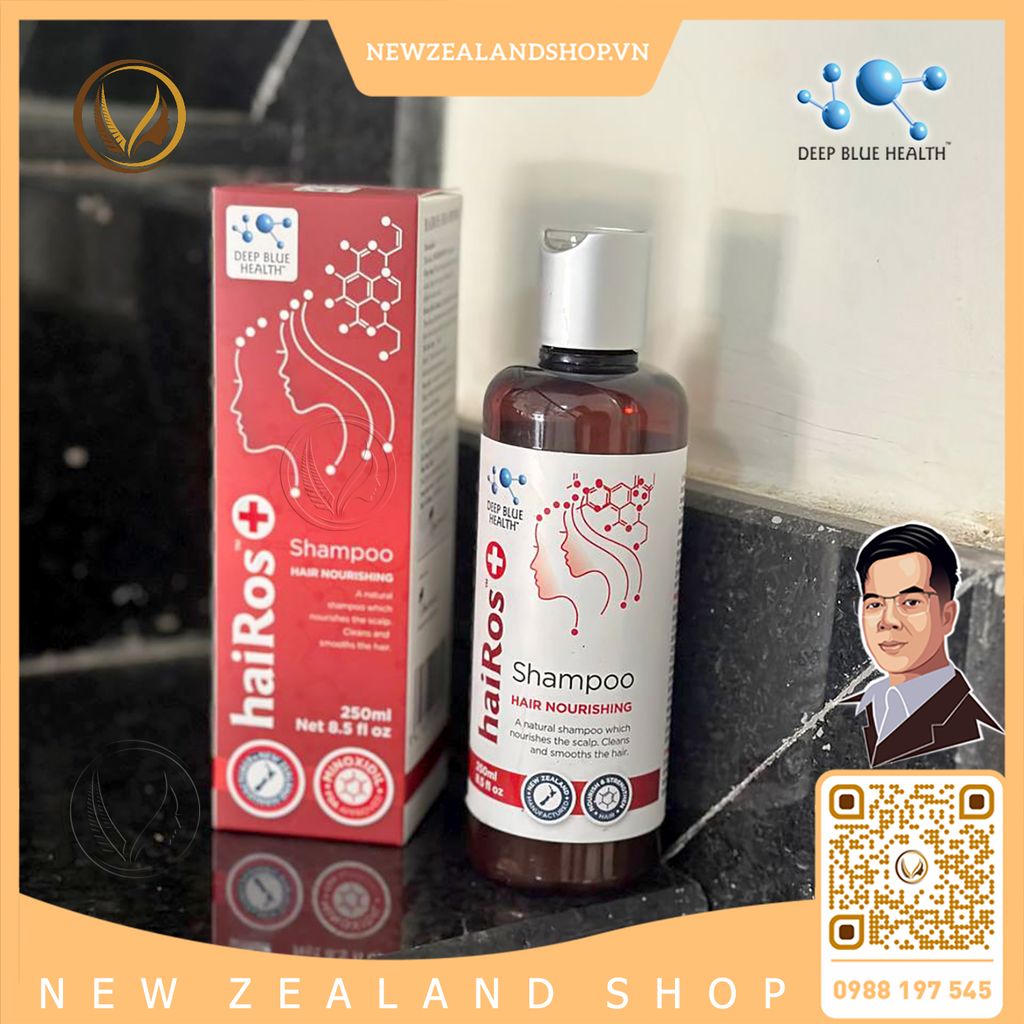 Dầu gội dưỡng tóc, ngăn rụng tóc, sạch gàu Deep Blue Health Hairos+ Shampoo 250ml
