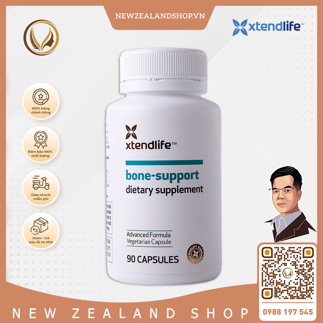 Viên uống bổ khớp, tăng mật độ xương ngừa loãng xương Xtend Life Bone Support 90 viên