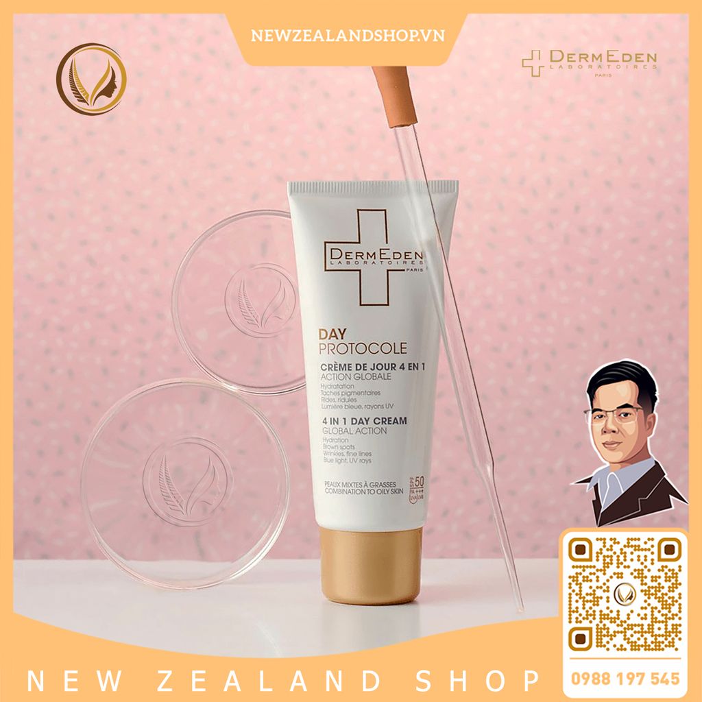 Kem chống nắng 4 trong 1 (da hỗn hợp, da dầu) DermEden Day Protocole 4 In 1 Day Cream Global Action 50ml