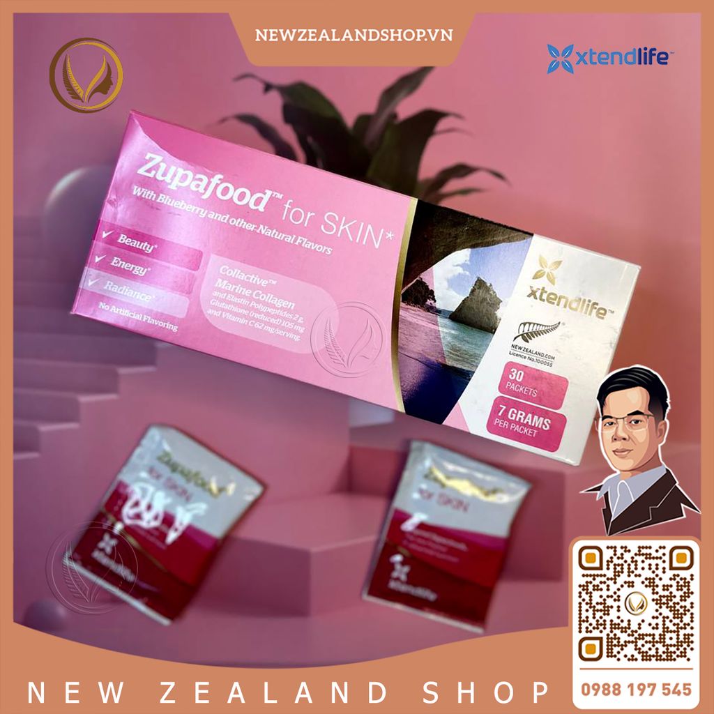 Siêu thực phẩm đẹp da, bổ sung collagen Xtend Life Zupafood For SKIN 30 gói