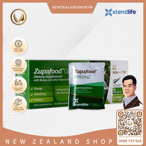 Siêu thực phẩm kiềm hóa xanh hỗ trợ sức khỏe Xtend Life Zupafood GREENZ 30 gói