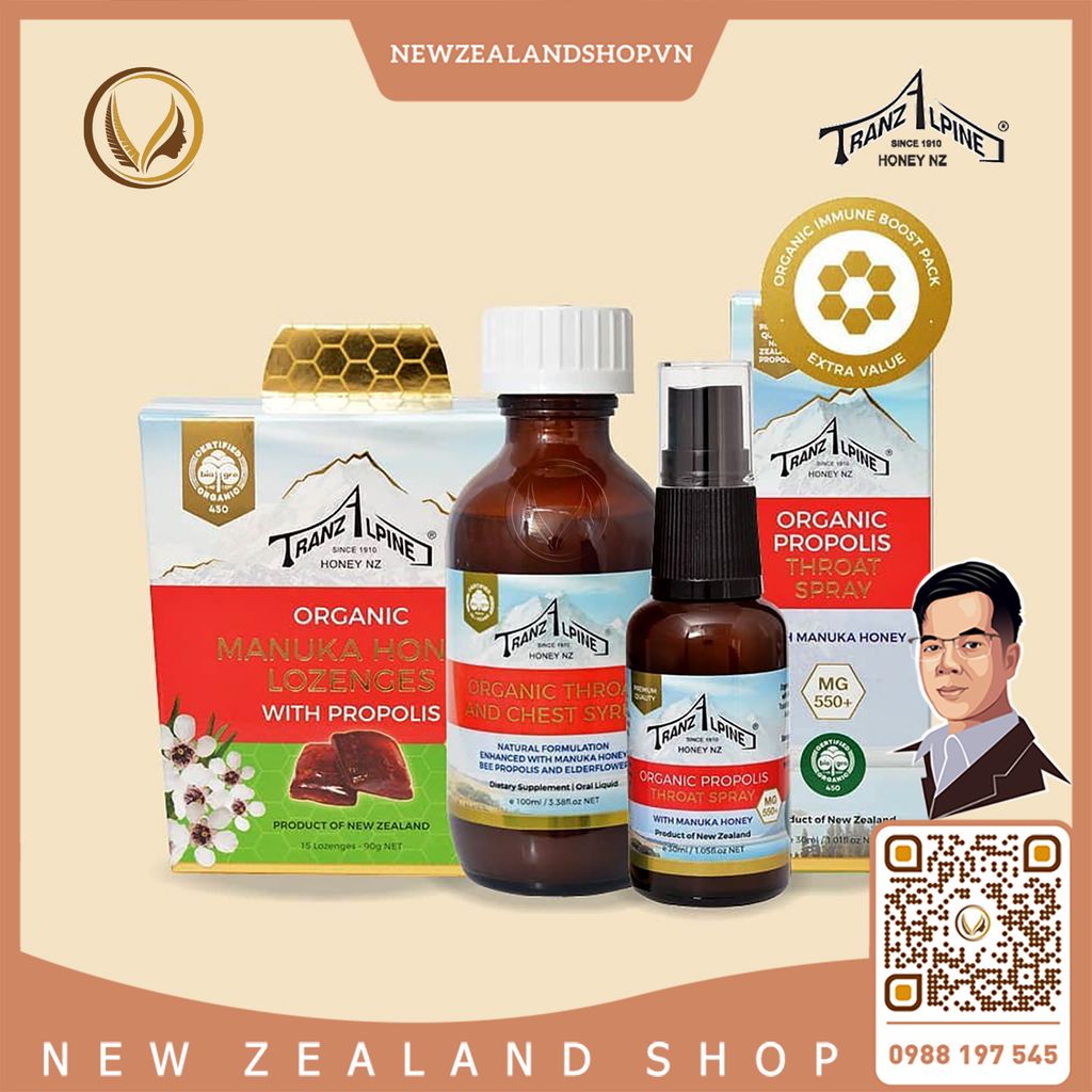 Siro giảm ho, đau họng MG550+ TranzAlpine Organic Throat And Chest Syrup 100ml