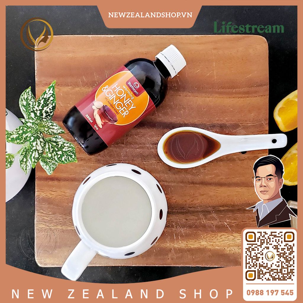 Siro gừng mật ong điều trị viêm họng, hỗ trợ tiêu hóa Lifestream Honey & Ginger 200ml