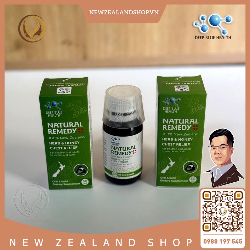 Siro giảm ho, tiêu đờm đau rát họng Deep Blue Health Natural Remedy 50ml