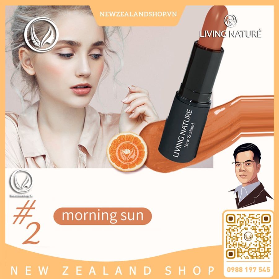 Son môi màu cam đất Living Nature Lipstick Morning Sun 02 (4.0g)