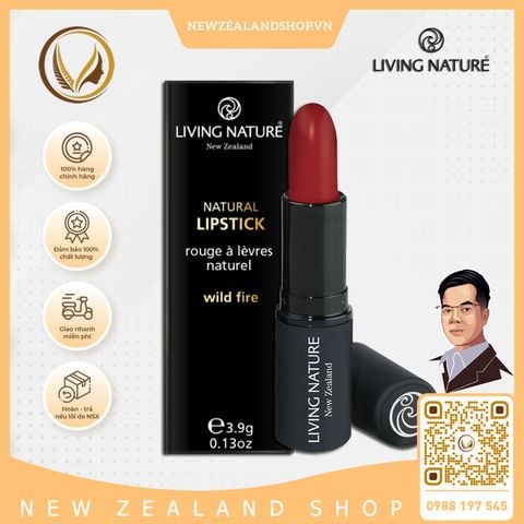 Son môi đỏ cam 100% tự nhiên Living Nature Lipstick Wild Fire 11 (3.9g)