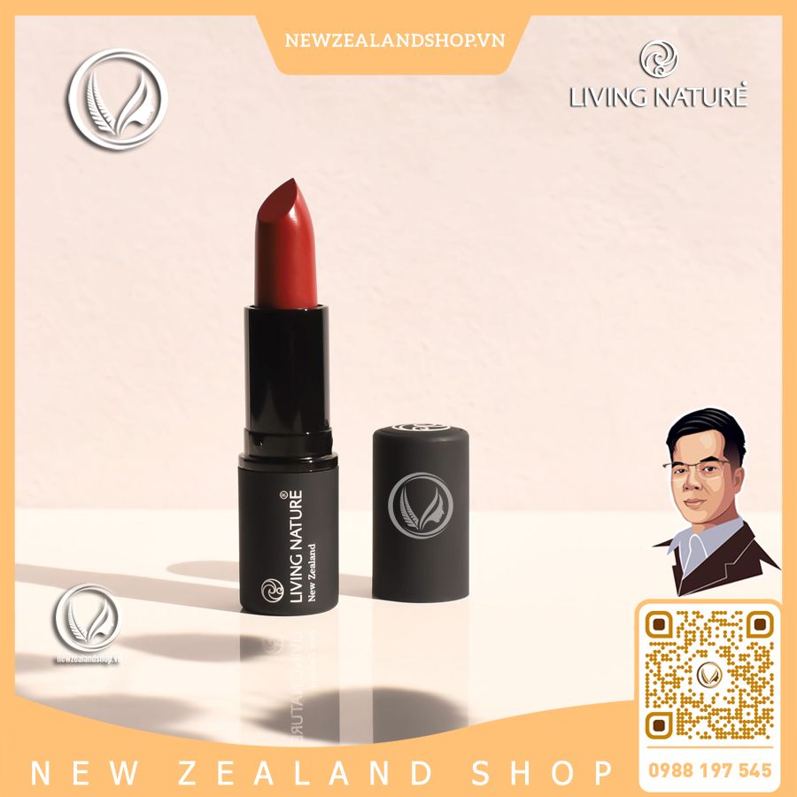 Son môi đỏ cam 100% tự nhiên Living Nature Lipstick Wild Fire 11 (3.9g)