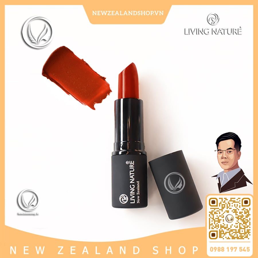 Son môi đỏ cam 100% tự nhiên Living Nature Lipstick Wild Fire 11 (3.9g)