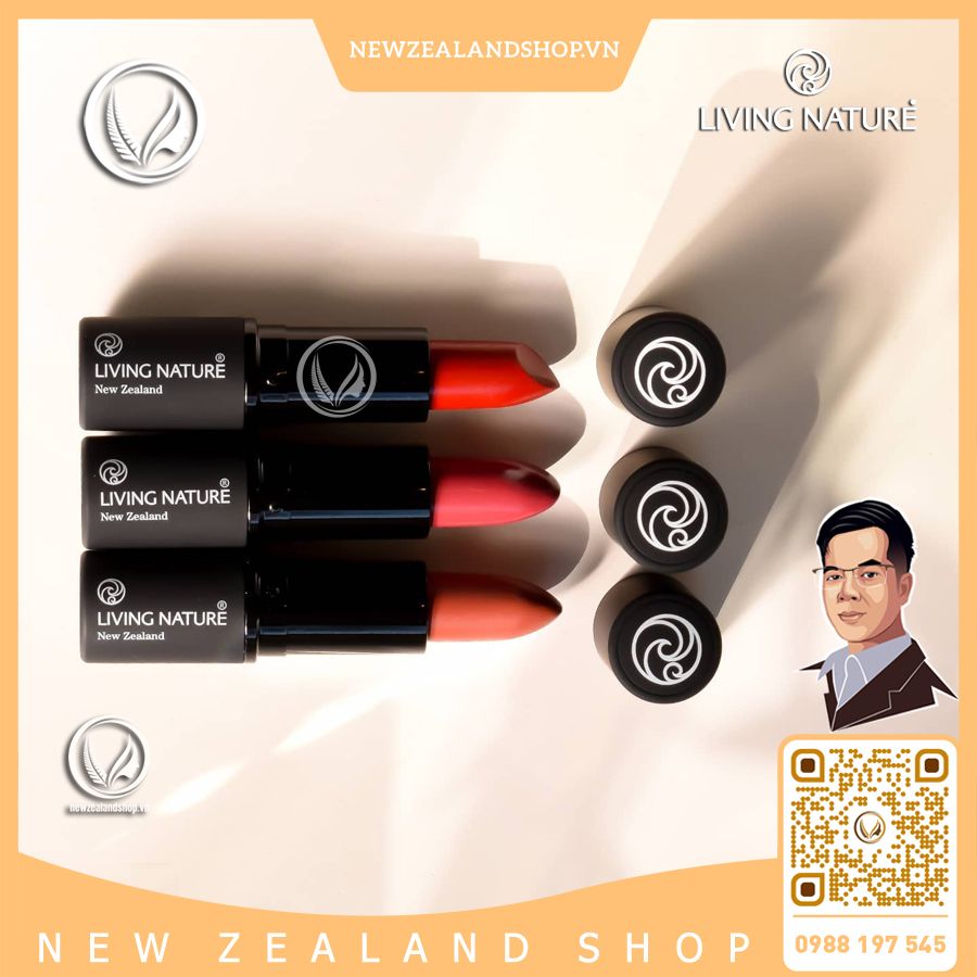 Son môi đỏ cam 100% tự nhiên Living Nature Lipstick Wild Fire 11 (3.9g)