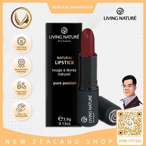 Son môi đỏ rượu 100% tự nhiên Living Nature Lipstick Pure Passion 12 (3.9g)