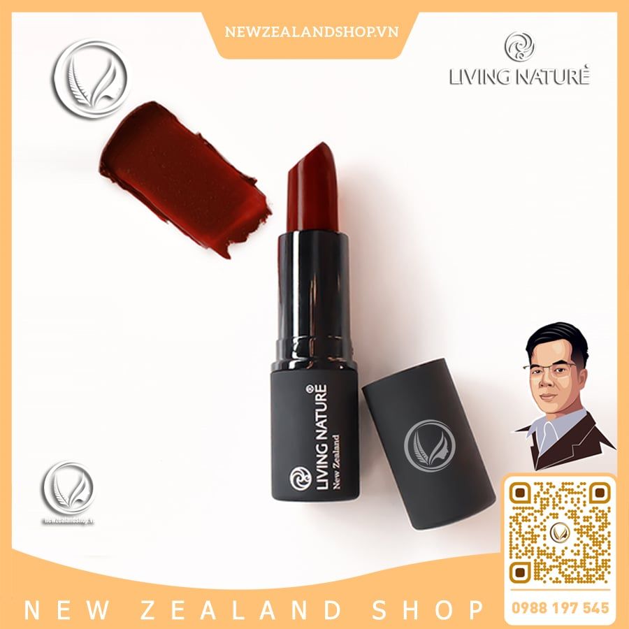 Son môi đỏ rượu 100% tự nhiên Living Nature Lipstick Pure Passion 12 (3.9g)