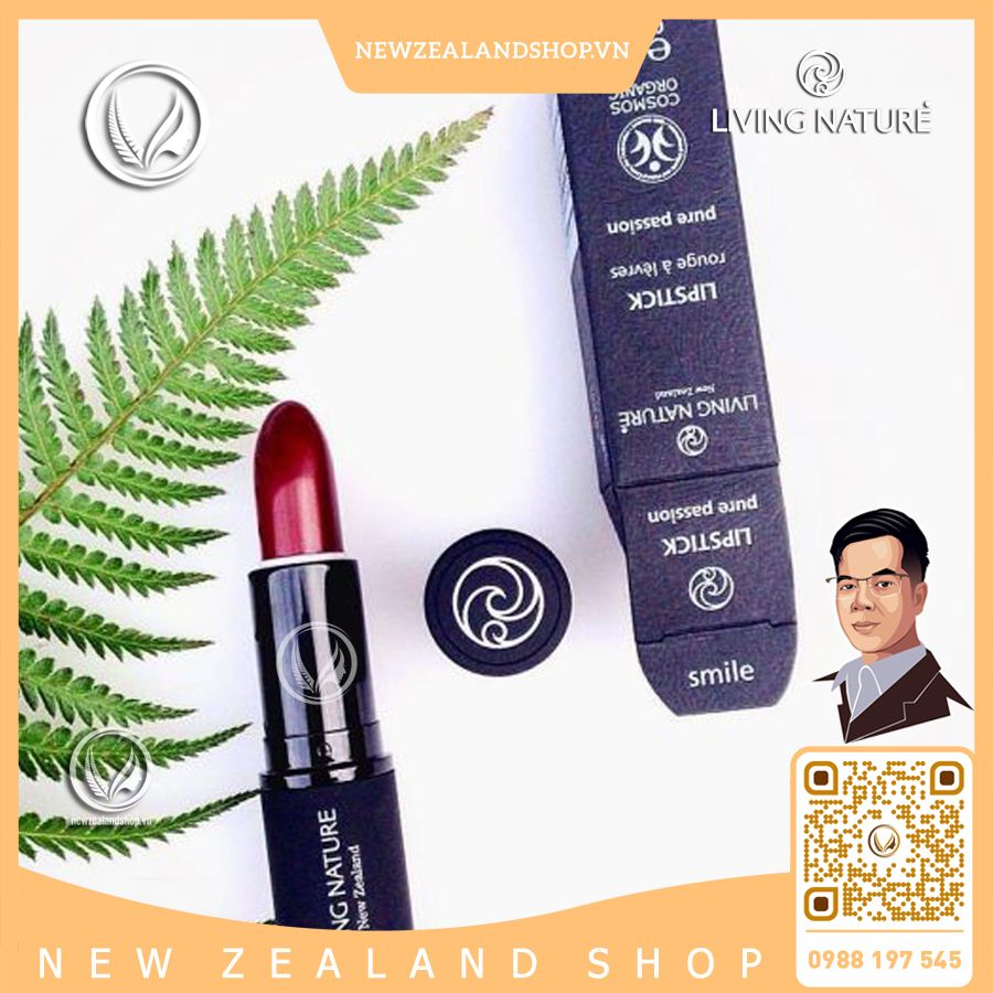 Son môi đỏ rượu 100% tự nhiên Living Nature Lipstick Pure Passion 12 (3.9g)