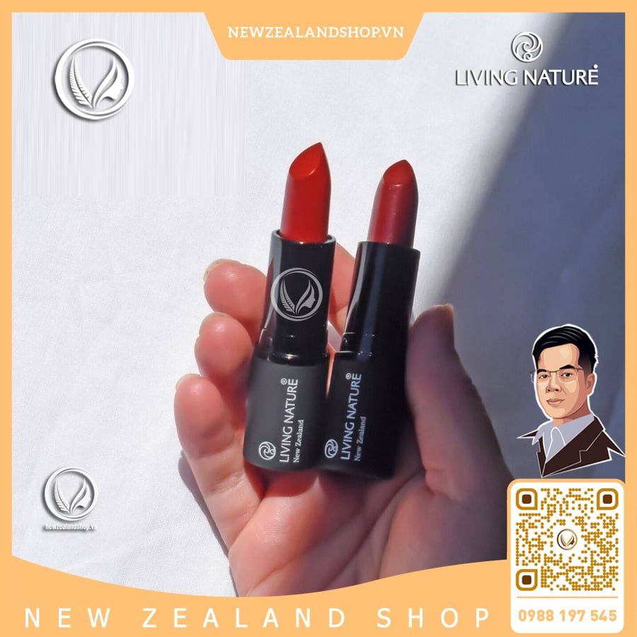 Son môi đỏ rượu 100% tự nhiên Living Nature Lipstick Pure Passion 12 (3.9g)