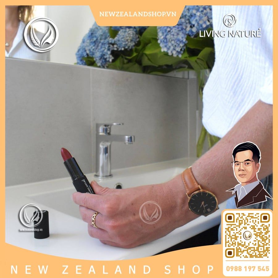 Son môi đỏ rượu 100% tự nhiên Living Nature Lipstick Pure Passion 12 (3.9g)