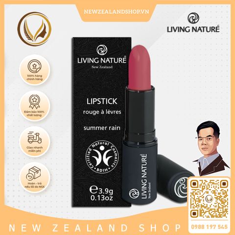 Son môi màu hồng mận 100% tự nhiên Living Nature Lipstick Summer Rain 07 (4.0g)